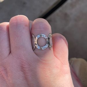 Sterling Silver Textured Circle Ring Size 7